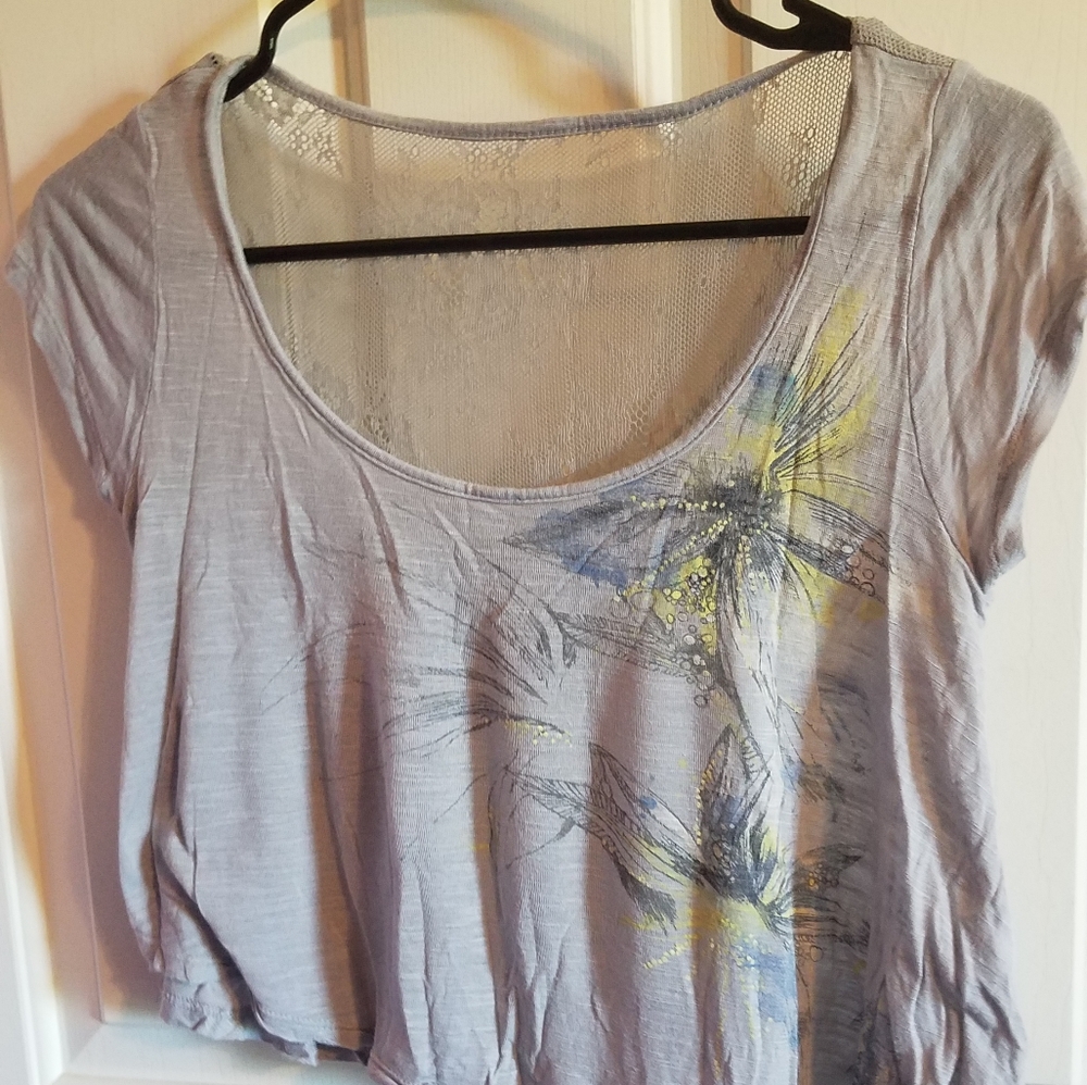 3/$5 Deal Light Grey Printed Crop top